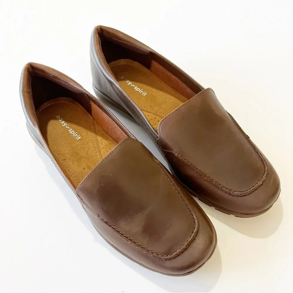 Easy Spirit Abide Smooth Brown Slip On‎ Loafer Size 9 WW Extra Wide New In Box - Picture 2 of 13